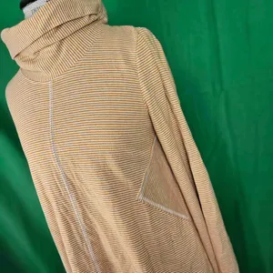 Maeve Anthropologie Womens Yellow White Striped Tai Cowl Neck‎ Sweater Medium thumbnail 3