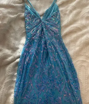 Breeze Bridal Light Blue Sparkly Prom Dress thumbnail 1