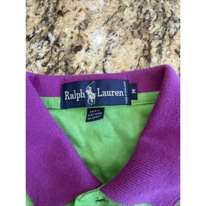 Vintage Polo Ralph Lauren Green purple Polo Shirt Womens Sz S Preppy Y2K Classic thumbnail 6