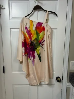 SHEIN Cream One-Shoulder Blouse thumbnail 2
