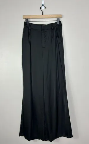 Dissh Rue Black Satin High Waist Wide Trouser Pant 4 thumbnail 4