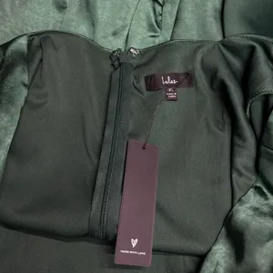 Lulus Got The Love Emerald Green Satin Square-Neck Mini Dress size XL thumbnail 5