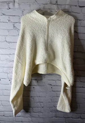 NWT skims fuzzy cream colored crop sweat shirt thumbnail 1