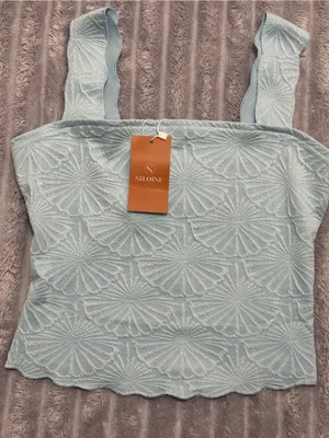 NILOINE Light Blue Textured Tank Top — Size L, New with Tag thumbnail 1