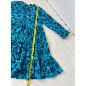 Zara Blue Floral Flounce Dress Tiered Mini Summer Resort Casual Short Size XS thumbnail 6