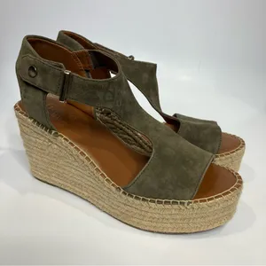 Franco Sarto treasure 2 wedge espadrilles olive green suede‎ womens size 9.5 thumbnail 4