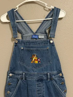 Vintage Disney Winnie The Pooh Cotton Denim Overalls Shorts Women’s Size Small thumbnail 2