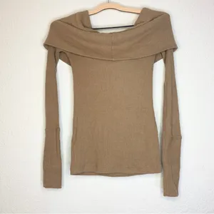 We the Free Snow Bunny Off Shoulder Cowl Neck Ribbed Sweater Size XS thumbnail 6