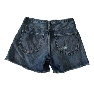 Abercrombie & Fitch Button Fly Distressed Blue Denim Shorts Women’s 25 Raw Hem thumbnail 2