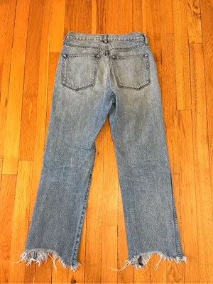 3x1 Shelter Austin Straight Crop Jeans High Rise Frayed Hem Cropped Denim‎ Sz 25 thumbnail 3