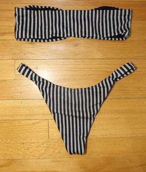 PacSun Salero Black & White Striped Bikini Set thumbnail 4