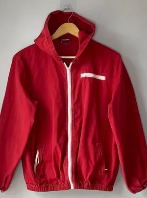 Brandy Melville John Galt Cotton Red Zip Up Jacket Hooded Windbreaker thumbnail 1