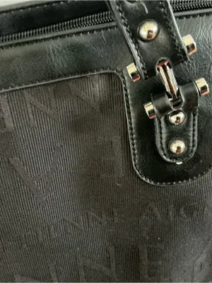 Etienne Aigner signature large tote bag jacquard black metallic silver hardware thumbnail 2