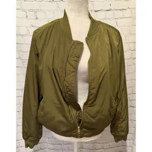 Old Navy Olive Green Zip Up Bomber Jacket Size Large thumbnail 2