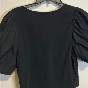 A New Day Black Puff Sleeve Crop Blouse thumbnail 6