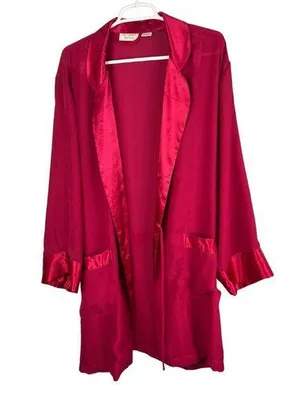 Gold label Victoria’s Secret robe fuchsia paisley floral sheer vintage medium thumbnail 1
