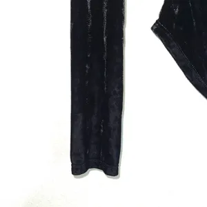 Revolve Black Velvet Cowl Neck Button Back Cropped Top thumbnail 3