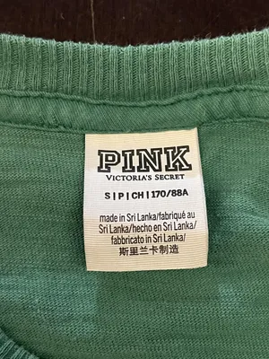 PINK Victoria's Secret Shirt Womens Small Green Cropped Raglan Dog Tee Top thumbnail 6