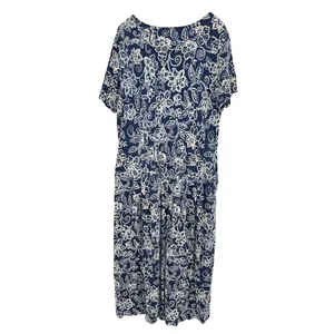 Vintage LL Bean Floral Blue Cotton Maxi Button Dress‎ Large Cottagecore Feminine thumbnail 4