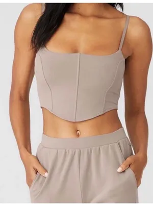 Alo Taupe Softsculpt Bra Tank Top Medium NWOT thumbnail 3