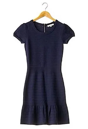 Sandro Blue Knit Flare Hem Dress thumbnail 1