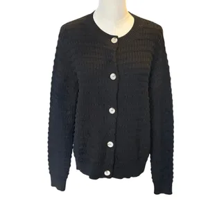 Pretty Garden black knit button up cardigan sweater Medium NEW thumbnail 2