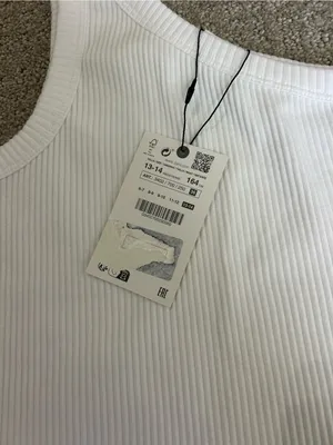 ZARA White One-Shoulder Ribbed Tank Top thumbnail 2