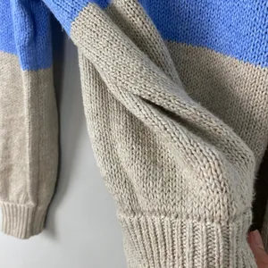 Aerie Mock Neck Sweater Blue Tan Striped Casual Cozy Pullover Size XS‎ thumbnail 5
