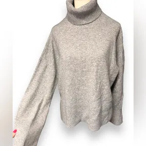 J.Crew Wool Blend Ribbed Turtleneck Sweater Merino Alpaca Gray Sz M thumbnail 2