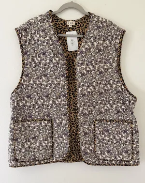 NWT-POL Floral Courdory Quilted Cheetah Oversized Vest Size small / medium thumbnail 1
