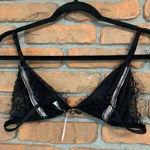 Frederick's of Hollywood Women's Lace Tie Front Open Cup Bralette Black - Size M thumbnail 2