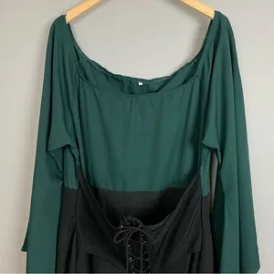 Pirate Wench Halloween Costume Women Long Bell‎ Sleeves Corset Asymmetrical Hem thumbnail 4