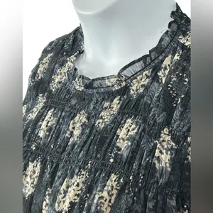 Joie Ruffle Neck Printed Mini Dress | Navy Tan | Medium thumbnail 11