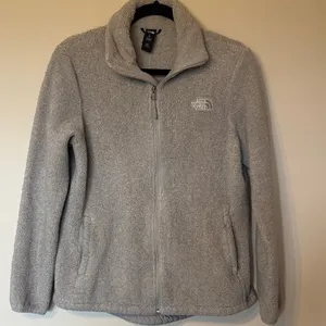 The North Face Women's Light Gray Teddy Fleece Full-Zip Jacket thumbnail 1