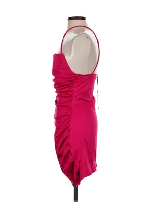 Manière De Voir Hot Pink Halter Ruched Mini Dress thumbnail 4