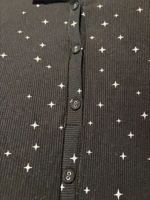 SKIMS Loungewear Button Up Henley Onesie in Onyx Sparkle Long Sleeve Ribbed S thumbnail 8