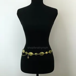 Vintage Y2K Boho Gold Medallion Chain Belt, Fits 22.5–38 Inches, X7GA1199 thumbnail 3