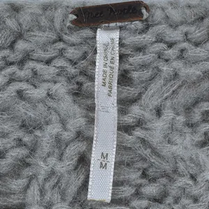 Free People Grey Cable Knit Pointelle Scoop Neck Sweater Womens Medium thumbnail 3
