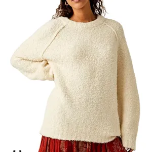 Free People Women's Cream Teddy Long-Sleeve Sweater Tunic Nubby‎ Size XL thumbnail 1