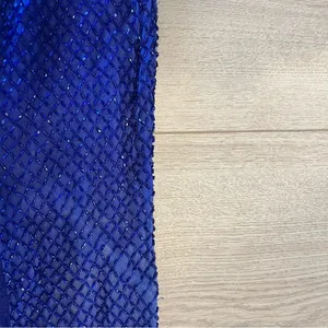 Mac Duggal Blue Sequin Beaded Sheath V-Neck Sleeveless Prom Formal Dress thumbnail 5