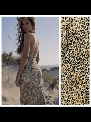Zara Leopard Print Halter Maxi Dress - Beige & Black thumbnail 2
