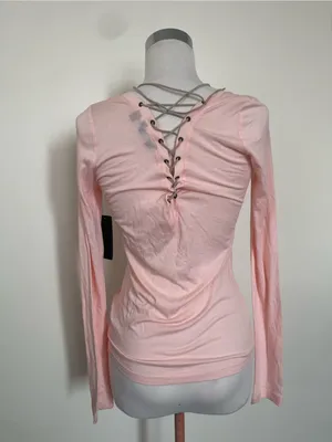 Guess Long Sleeve Crewneck Top - Pale Pink thumbnail 2