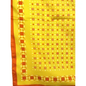 Vintage Ray Strauss Scarf 18” Yellow Orange Geometric Mod Bandana Italy Square thumbnail 5