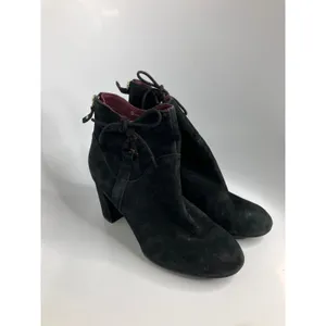 Ono Ankle Boots Womens 8M Black Excellent Suede Block Heel Lace Up N28700 CARA17 thumbnail 3