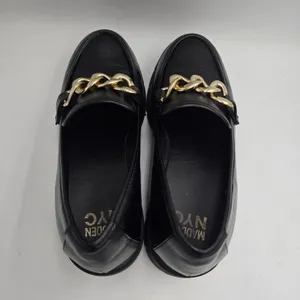 Steve Madden Y2K Madden NYC Loafers Womens 9 Black Chunky Gold Chain Lug Sole Platform Heels thumbnail 4