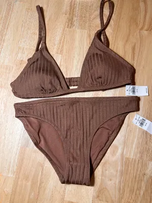 Aerie XS Women's 2 Piece Bikini Swimsuit In Brown BNWTS thumbnail 1