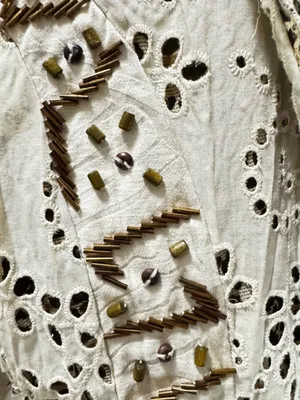 Alberto Makali Eyelet Cotton Embroidered Button-Front Jacket in Cream C-28 thumbnail 7