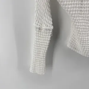 Elan White Waffle Knit‎ Dolman Sleeve Relaxed Fit Sweater Top Women's Medium thumbnail 2