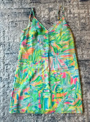 Women’s Size XXS Lela Colorful Printed Silk Cami Dress thumbnail 1