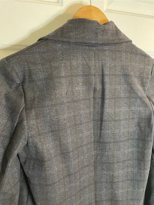 Joie Gray Plaid Long Single-Breasted Trench Coat Notched Lapel Size XS thumbnail 9